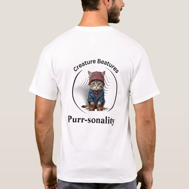 Camiseta Gato esquisito no Escócia Tartan | Engraçado Sarca (Verso)