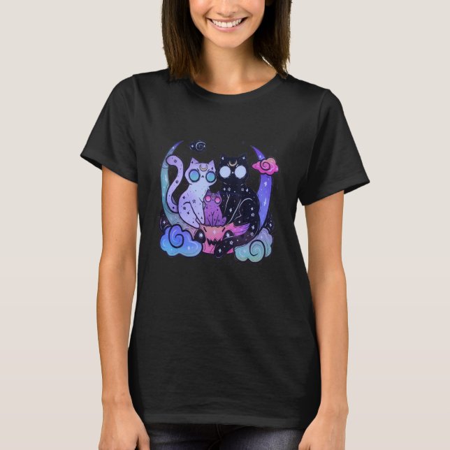 Camiseta Gato Estética Pastel Goth  Lua Alien Assu (Frente)