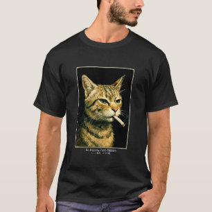 Camiseta Gato Estético com Gráfico de Streetwear de Cigarro