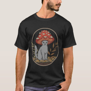 Camiseta Gato Estético De Cottagecore Com Chapéu De Cogumel