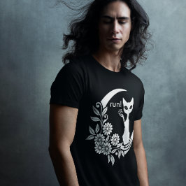 Camiseta Gato Estético de Gótico de Lua de Crescente Testem