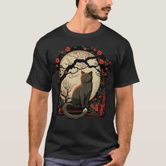 Camiseta Gato Estilo Japão Presente de Gato Engraçado Retro