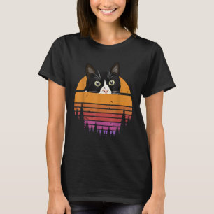 Camiseta Gato Estilo Retro Gato Preto Estilo Vintage Gatinh