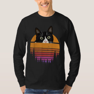 Camiseta Gato Estilo Retro Gato Preto Estilo Vintage Gatinh