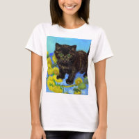 Gato Estilo Van Gogh com Girassóis