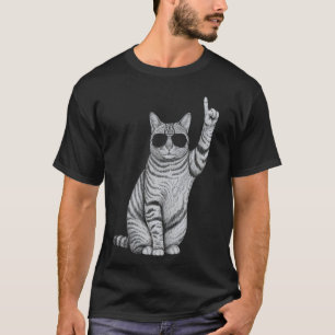 Camiseta Gato Estiloso Com Óculos De Sol