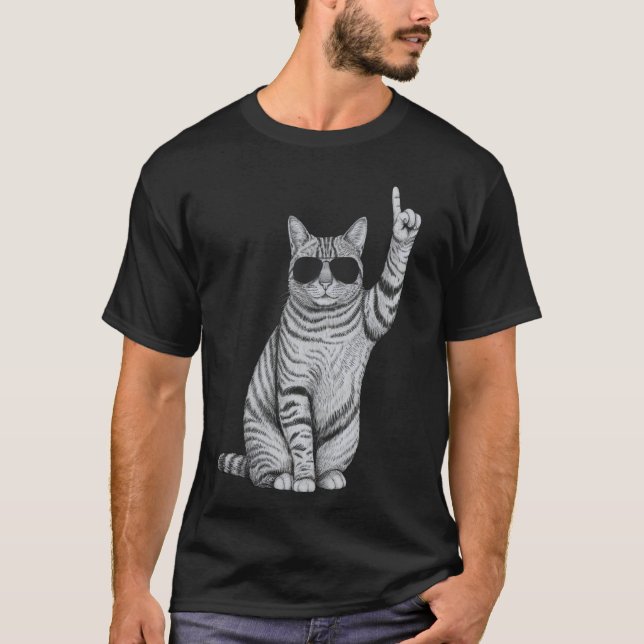 Camiseta Gato Estiloso Com Óculos De Sol (Frente)