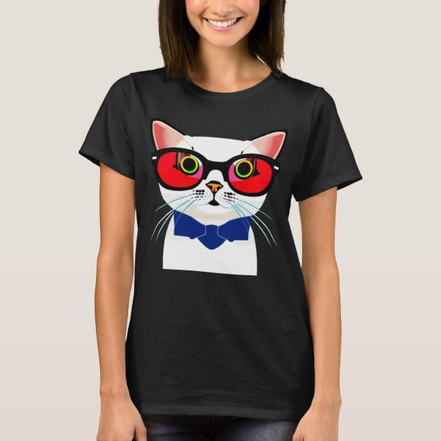 Camiseta Gato Estiloso de Óculos de Sol (Frente)