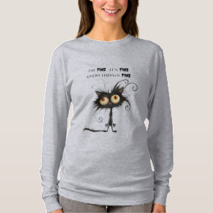 Camiseta Gato Estressado Estou Bem Tudo Bem Está Tudo Bem