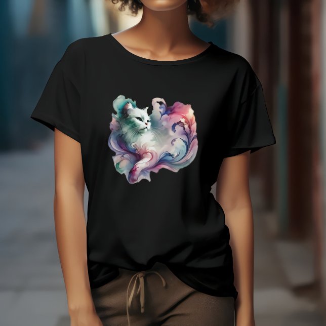 Camiseta Gato Etéreo em Aquarela (Criador carregado)