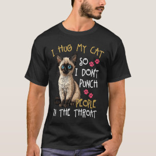 Camiseta Gato, eu abraço meu gato, para não picar Pessoas n