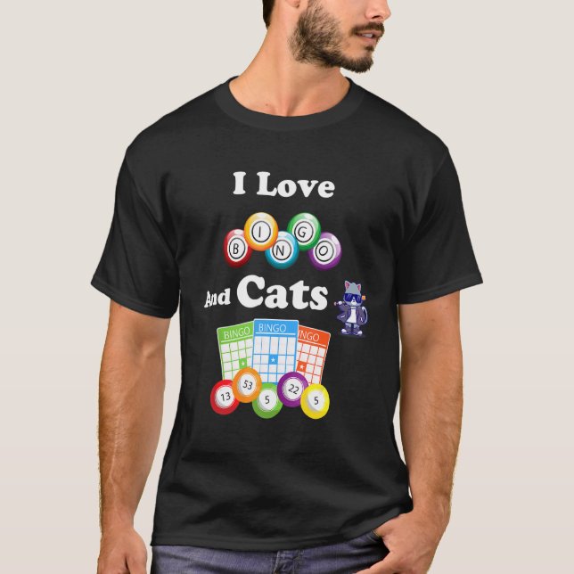 Camiseta Gato Eu Amo Bingo E Gatos (Frente)