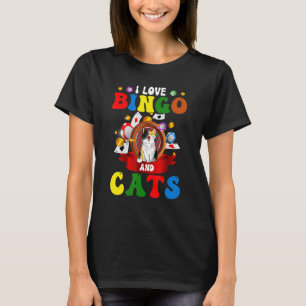 Camiseta Gato Eu Amo Bingo E Gatos Jogador De Bingo Aposta