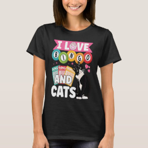 Camiseta Gato Eu Amo Bingo E Gatos Jogador De Bingo Aposta