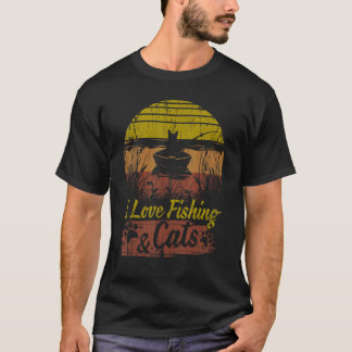 Camiseta Gato Eu Amo Pescar e Gatos Apresentam Bagre de Boc