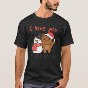 Camiseta Gato Eu Amo Você Neve Muito Boneco de Neve Trocadi