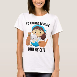 CAMISETA GATO - EU ESTARIA PREFERENCIALMENTE EM CASA COM MI
