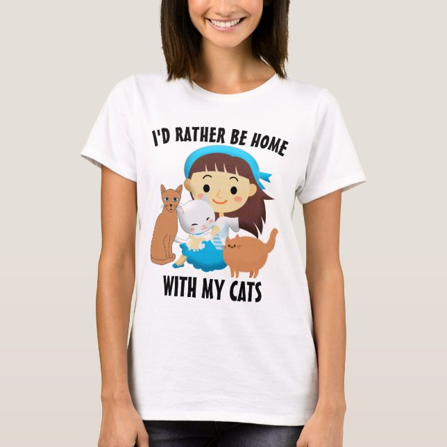 CAMISETA GATO - EU ESTARIA PREFERENCIALMENTE EM CASA COM MI (Frente)