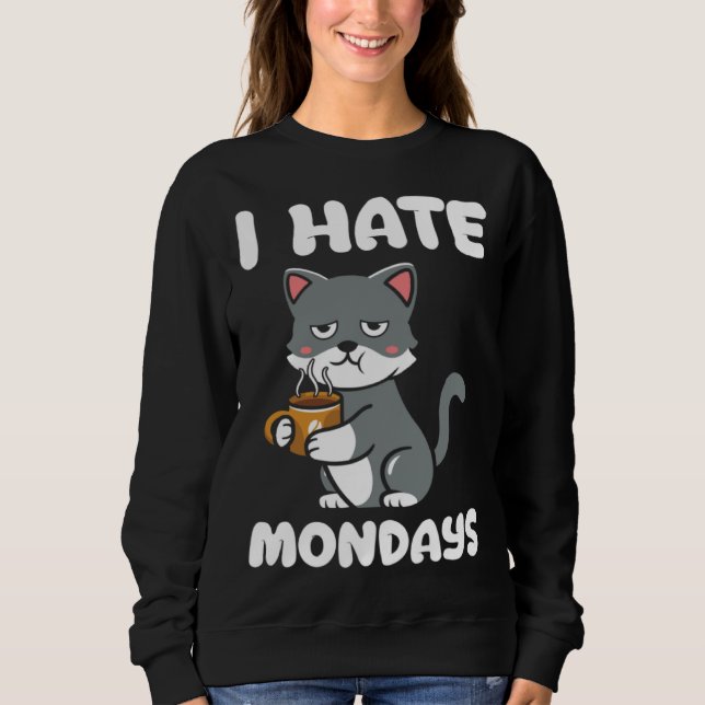 Camiseta Gato  Eu Odeio Café Caffeína da Manhã de Segunda (Frente)