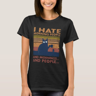Camiseta Gato Eu Odeio Pessoas Matutinas E Manhãs E Pessoas
