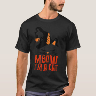 Camiseta Gato Eu Sou Um Gato Abóbora Bruxa Unicórnio Hallo