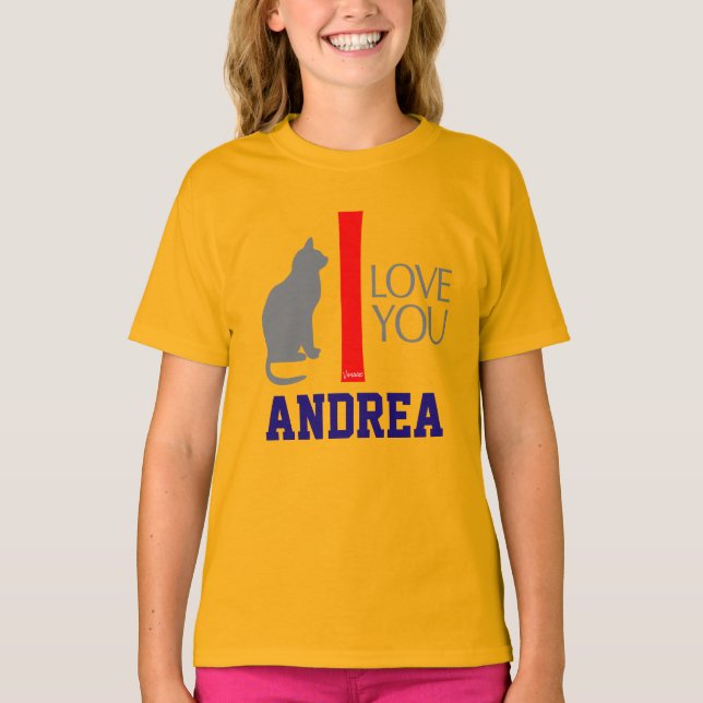 Camiseta Gato + Eu te amo "SEU" costume CONHECIDO por (Frente)