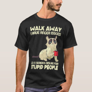 Camiseta Gato Eu Tenho Problemas de Ira Desprezo Pessoas Es