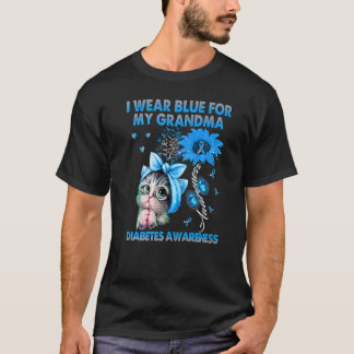 Camiseta Gato Eu Uso Azul Para a Conscientização do Diabete