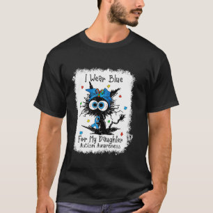 Camiseta Gato Eu Uso Azul Pelo Meu Autismo da Minha Filha C