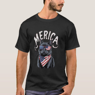 Camiseta Gato EUA 'Merica 4 de Julho Homens Mulheres Crianç