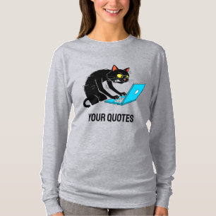 Camiseta Gato Exausto Digitando no Laptop
