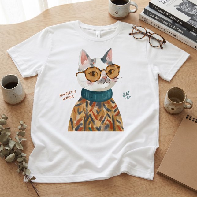 Camiseta Gato Exclusivamente Perfeito com Óculos (Criador carregado)
