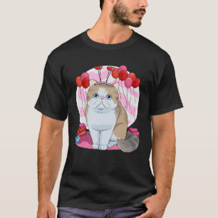 Camiseta Gato Exótico de Cabelo Curto Coração Dia dos Namor