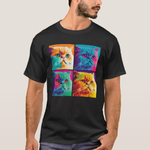 Camiseta Gato Exótico de Pelo Curto Ilustração Pop Colorida
