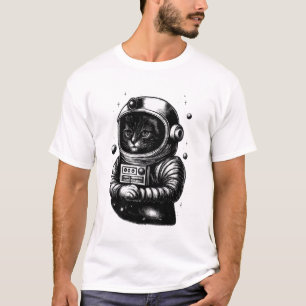 Camiseta Gato Explorador Espacial com Capacete