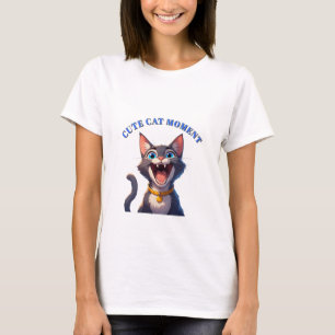 Camiseta Gato Expressivo Fofo Com Coleira E Olhos Azuis 😻