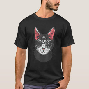 Camiseta Gato Extravagante Com Óculos De Sol