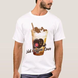 Camiseta Gato Fã de Café Gelado Kawaii Anime Retro
