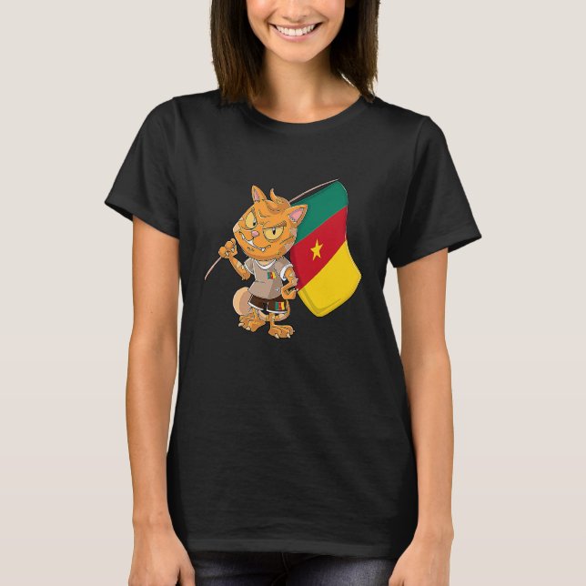 Camiseta gato fã de Camarões (Frente)