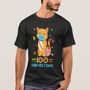 Camiseta Gato Face Máscara Engraçado 100 Dias De Meninos Es