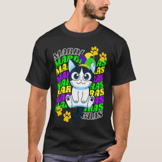 Camiseta Gato Faixa de Cabeça Carnaval de Mardi Gras Acessó