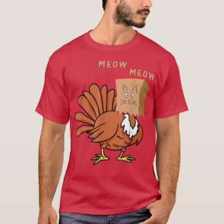 Camiseta Gato Falso Engraçado Meow Ação de Graças Turca Gat