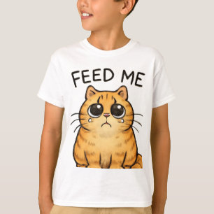 Camiseta Gato Faminto Engraçado Espetando por Arte Comida