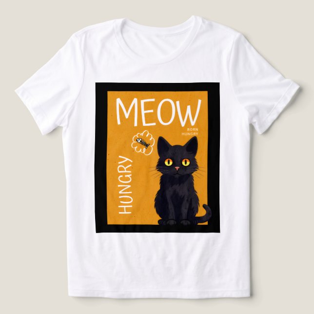 Camiseta Gato Faminto – Nascido com Fome (Design frontal)