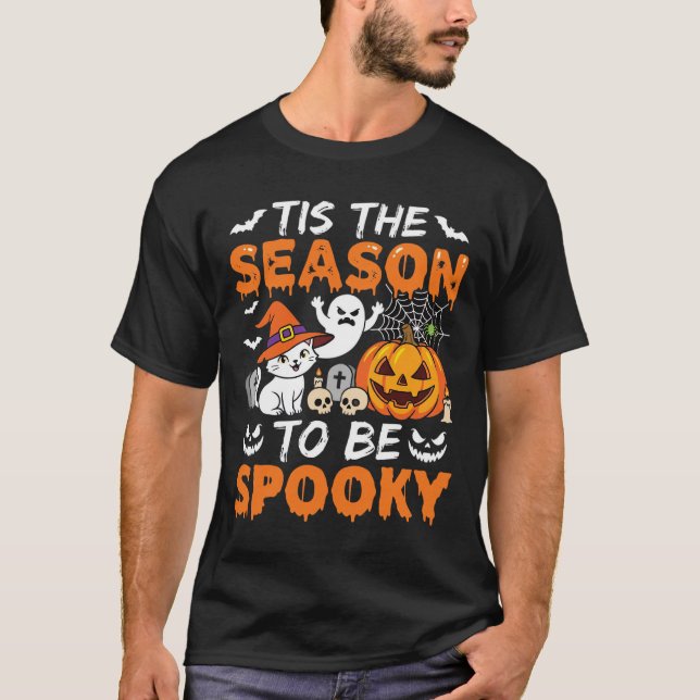 Camiseta Gato Fantasma Abóbora Temporada Assustadora de Hal (Frente)