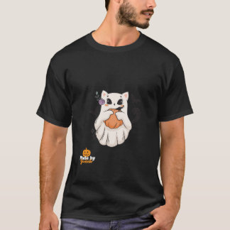 Camiseta Gato Fantasma Bonito com Pumpkin | Spooky Hallowee
