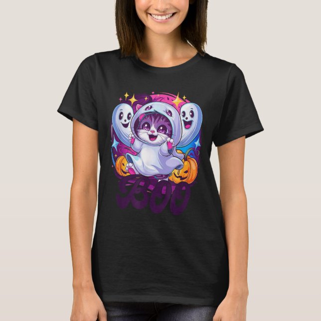 Camiseta gato fantasma Boo  (Frente)