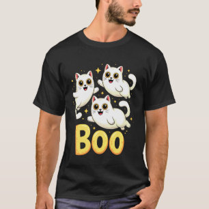 Camiseta GATO Fantasma Boo Gatinho Fofo Amante de Gatos Hal