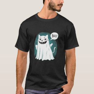 Camiseta Gato Fantasma Engraçado Boo Halloween Animal Gatin
