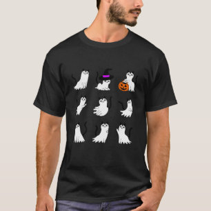 Camiseta Gato Fantasma Fofo Roupas Engraçadas de Halloween